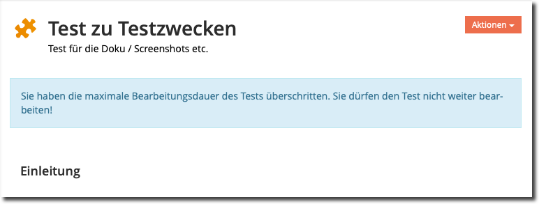 Nach dem Ende des Tests