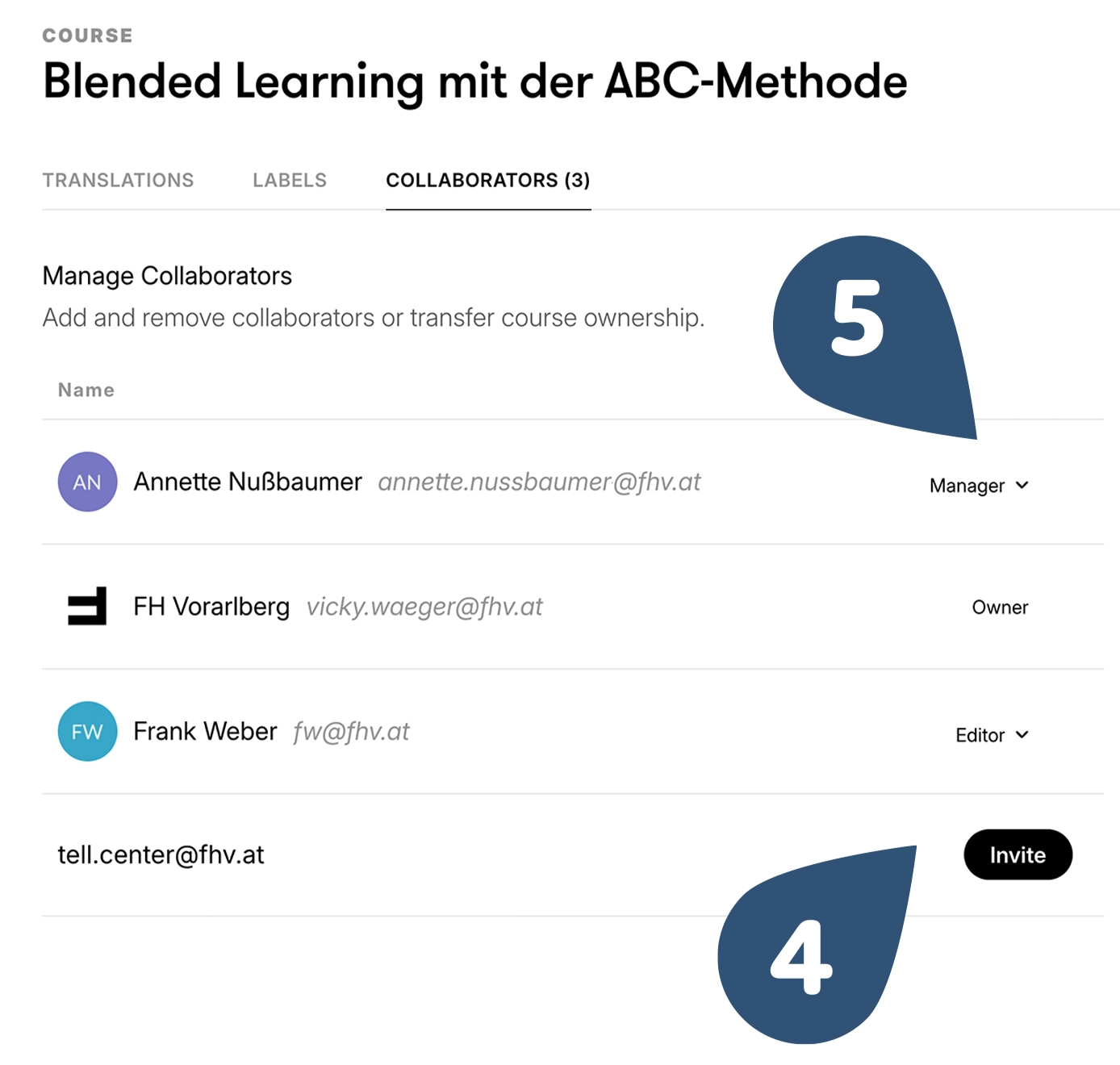Einstellungen für Collaboration