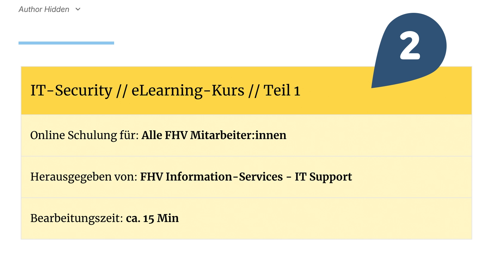 Beispiel für interne FHV-Schulungen