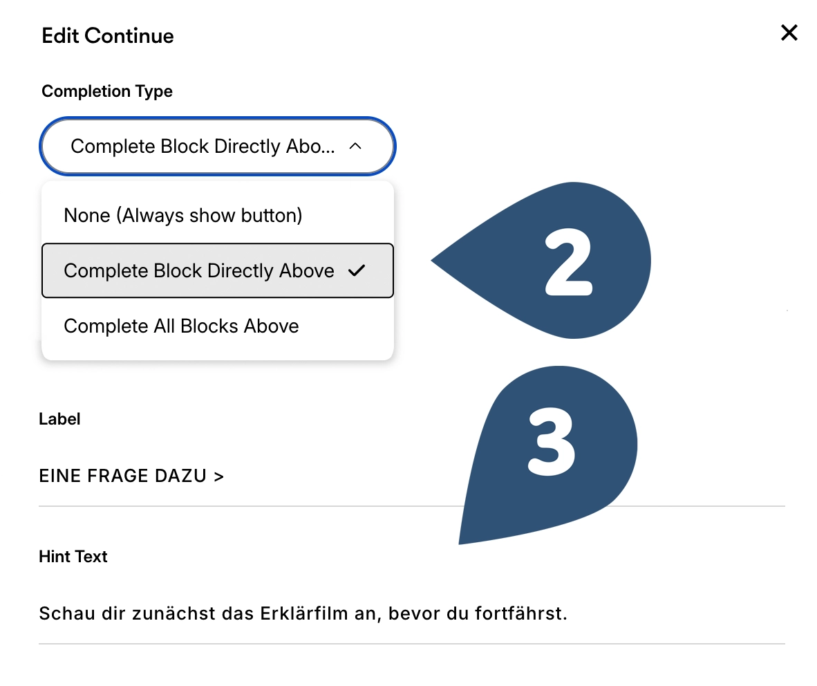 Einstellungen für den ‚Continue Divider‘