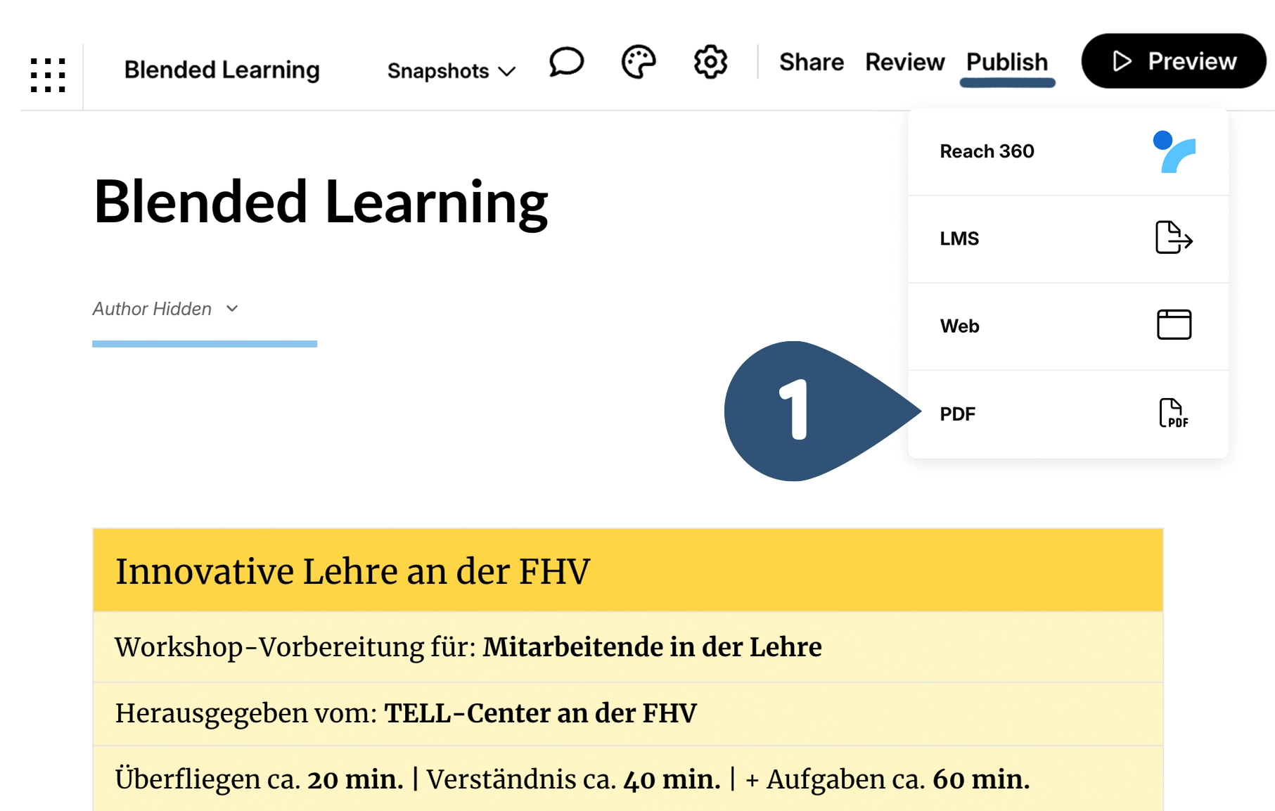 Startseite mit FHV-Standard-Titelseite und Header-Navigation