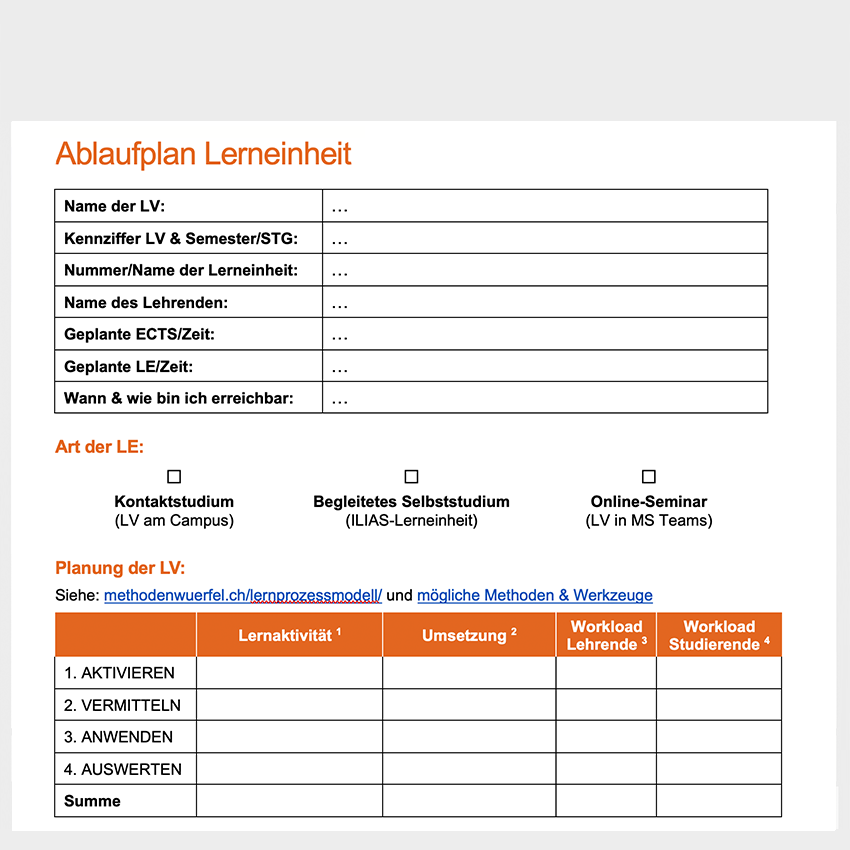 Open WORD-VORLAGE // Ablaufplan Lerneinheit.docx